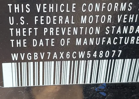 2012 Volkswagen Tiguan Se z USA, uszkodzony, nr VIN WVGBV7AX6CW548077